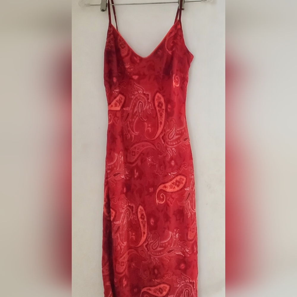 Orange Paisley Slip Dress